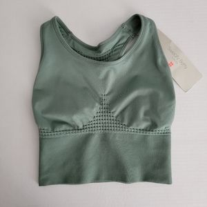NWT Sweaty Betty Stamina Longline Workout Seamless Sports Bra SZ S Heath Green